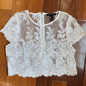 Semi-Sheer Lace Crop Top